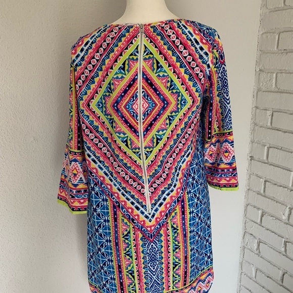 NWOT Pink Owl Multi-Colored Patterned Dress Size S - Picture 9 of 10